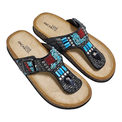 Imagen de Sandalias Anca & Co Mujer Urbanas Brillos Tulum Ojotas Bajas (ANTULUM)