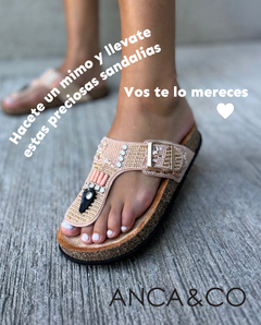 Imagen de Sandalias Anca & Co Mujer Urbanas Brillos Tulum Ojotas Bajas (ANTULUM)
