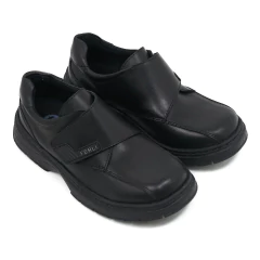 Zapatos Escolares Unisex Nena Varon Colegial Velcro Cuero Ferli 210010