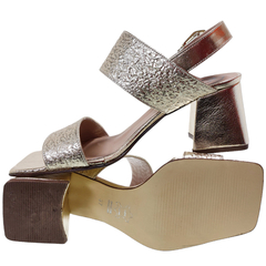 Sandalias Mujer Fiestas Eventos Cuero Fh 5535 Taco Ancho