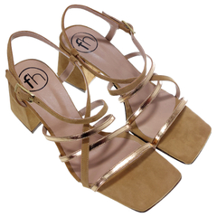 Sandalias Mujer Fiestas Eventos Cuero Fh 5536 Taco Ancho