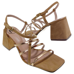 Sandalias Mujer Fiestas Eventos Cuero Fh 5536 Taco Ancho