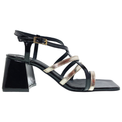Sandalias Mujer Fiestas Eventos Cuero Fh 5536 Taco Ancho