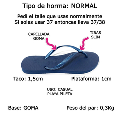 Ojotas Havaianas Slim Originales Brasil Mujer Clasicas Goma (HASLIM) - Zona Shop