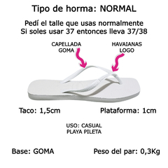 Ojotas Havaianas Mujer Slim Square Originales Brasil Goma (HASLIMSQ) - Zona Shop
