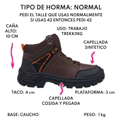 Borcegos Hombre Trekking Trabajo Hard Top Bota 0122a Cosidos (HT0122A) - tienda online