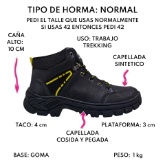 Borcegos Hombre Trekking Trabajo Hard Top Bota 0122a Cosidos (HT0122A) - tienda online