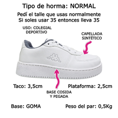 Zapatillas Escolares Kappa Nena Varon Cosidas Deportiva Kids (KPLINATK) en internet