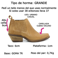 Botas Botinetas Cuero Mujer Tipo Texanas Caña Baja Riot 1622 (RI1622) en internet