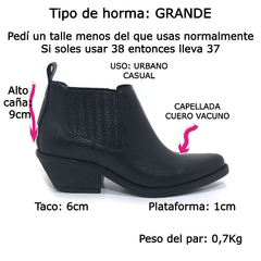 Imagen de Botas Botinetas Cuero Mujer Tipo Texanas Caña Baja Riot 1622 (RI1622)