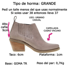 Imagen de Botas Botinetas Cuero Mujer Tipo Texanas Caña Baja Riot 1622 (RI1622)