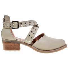 Sandalias Cuero Punta Cerrada Mujer Riot 3287 Zapatos Taco (RI3287)