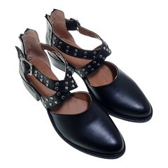 Sandalias Cuero Punta Cerrada Mujer Riot 3287 Zapatos Taco (RI3287) en internet