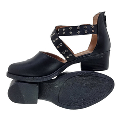 Sandalias Cuero Punta Cerrada Mujer Riot 3287 Zapatos Taco (RI3287) - Zona Shop