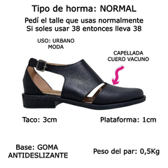 Imagen de Sandalias Mujer Cuero Vacuno Punta Cerrada Bajas Riot Fara (RIFARA)