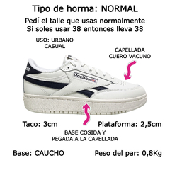 Zapatillas Urbanas Mujer Reebok Club C Double Cuero Vacuno (RKCLUBCD) - tienda online