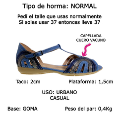 Sandalias Mujer Cuero Vacuno Bajas Sucre 3775 Tipo Guarachas (SU3775)