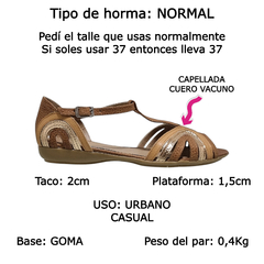 Sandalias Mujer Cuero Vacuno Bajas Sucre 3775 Tipo Guarachas (SU3775)