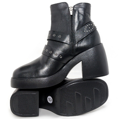 Botas Mujer Viamo Urbana Cuero Vacuno Justino Punta Cuadrada