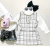 Conjunto tweed vestido com blusa renda