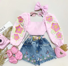 Conjunto jeans bordado Lory