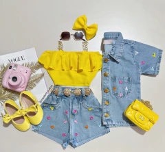 Conjunto Jeans bordado Love