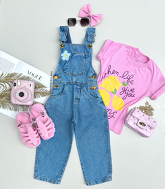Jardineira jeans longa