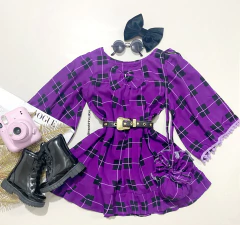 Vestido com bolsa xadrez