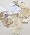 Conjunto fofinho de casaco com calça