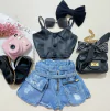 Short jeans bolsa/Pochete