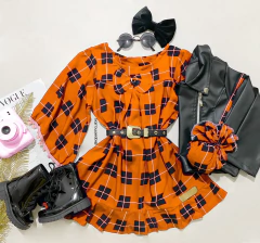 Vestido com bolsa xadrez Orange