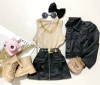 Conjunto jaqueta e saia cargo courino