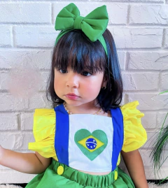 Conjunto jardineira com faixa de cabelo baby - comprar online