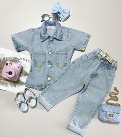 Conjunto Jeans bordado Love - comprar online