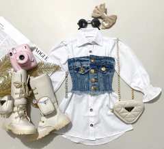 Chemise com Cropped jeans