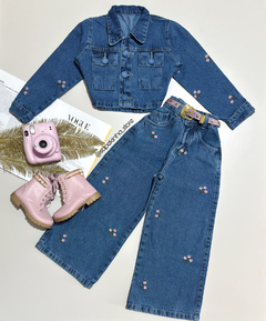 Conjunto jeans bordado jaqueta e calça Lara - comprar online