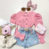 Short jeans bordado coração