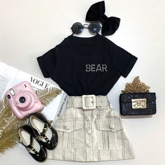 Short saia com cinto linho