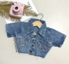 Colete Cropped jeans strass
