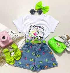 Conjunto Jeans oncinha tropical
