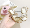 Sandália rasteira dourado strass