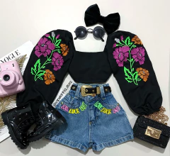 Conjunto Jeans Bordado Cecília