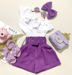 Short linho com cinto
