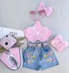 Conjunto jeans bordado Flor