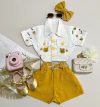 Conjunto jeans bordado Ursinho Pooh