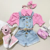 Jardineira jeans boneca