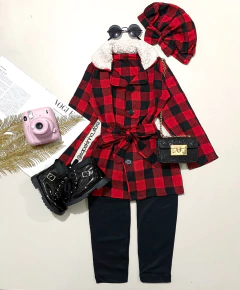 Conjunto 3 peças sobretudo xadrez