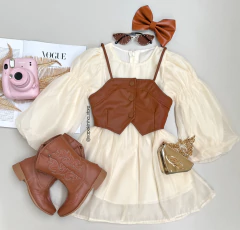 Conjunto vestido com colete boho chic