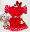 Vestido com tiara borboletas 3D
