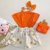 Short linho bordado com cinto